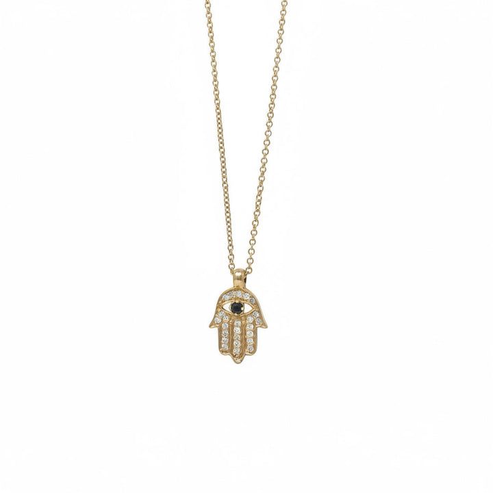 Mini Diamond Hamsa Pendant Necklace