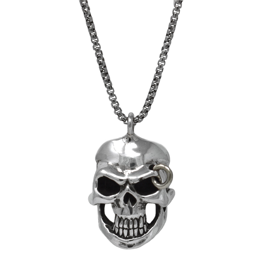 Skull Pierced Eye Pendant Necklace