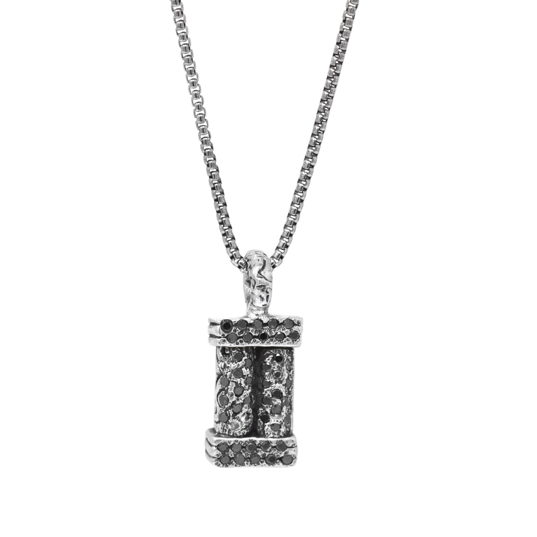 Black Diamond Cylindrical Capsule Pendant Necklace