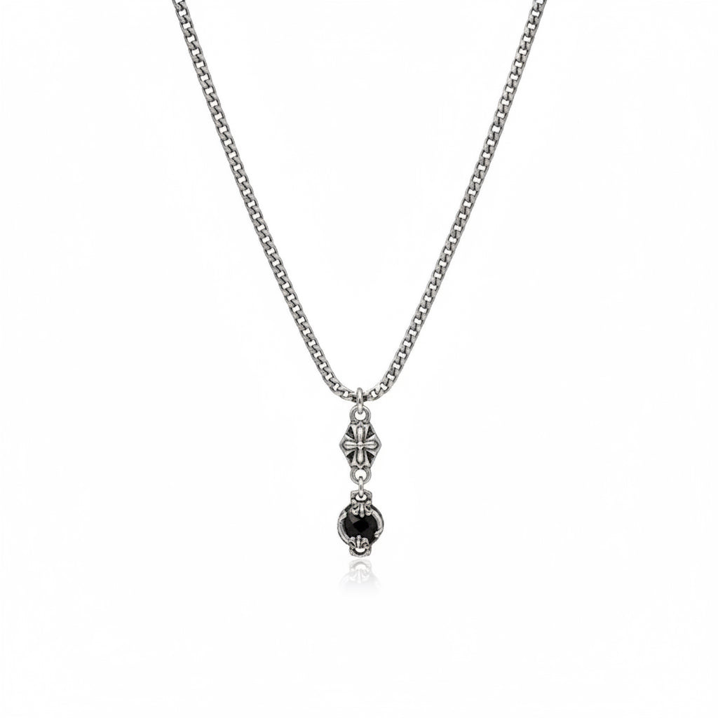 Gothic Drop Onyx Pendant Necklace