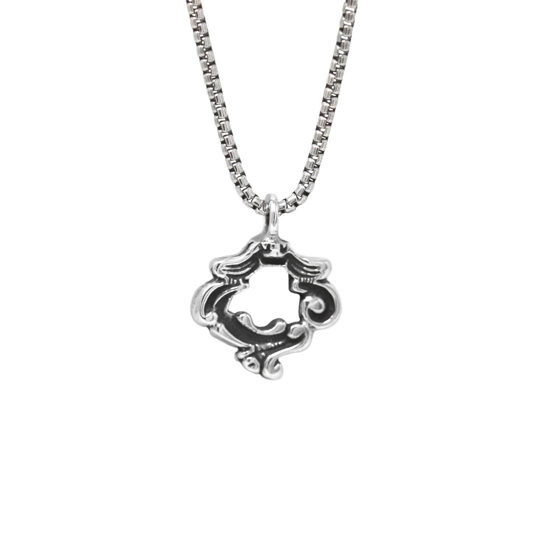 Ornate Scroll Frame Pendant Necklace