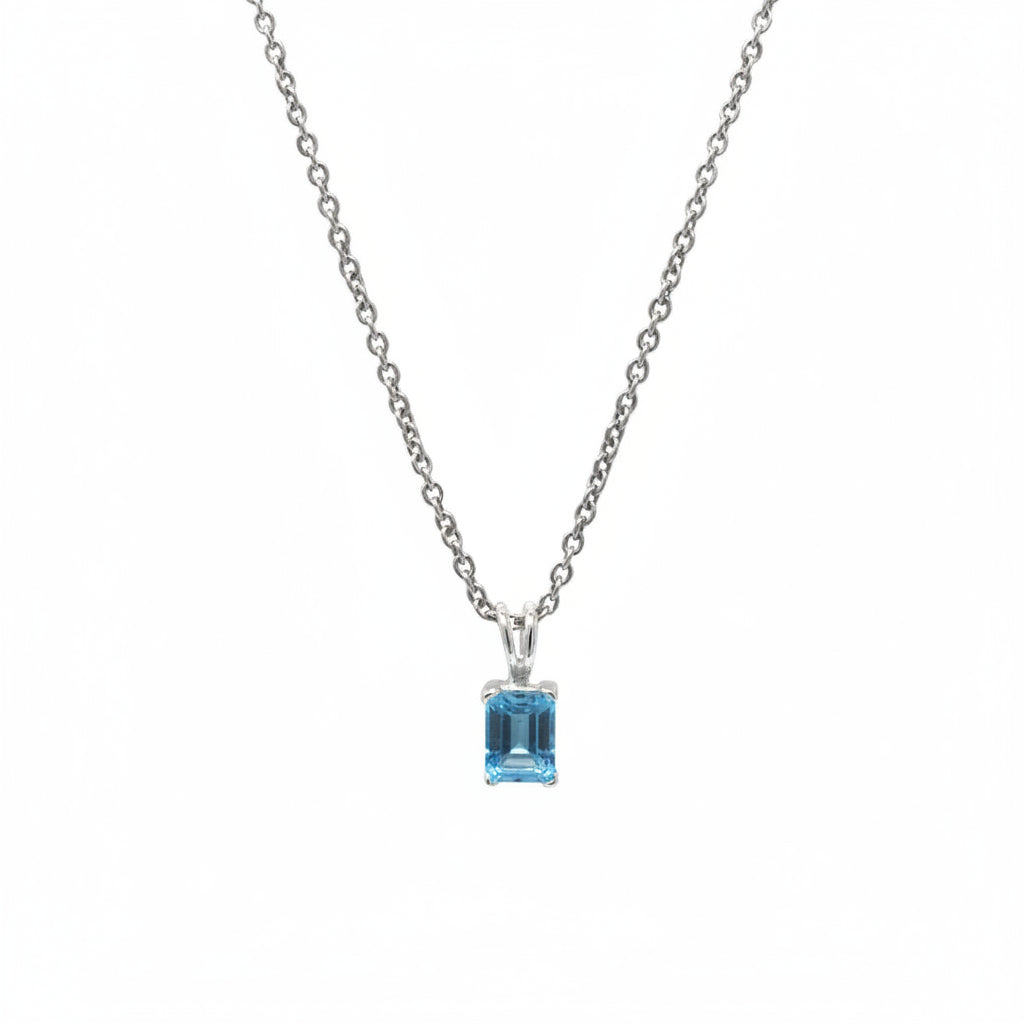 Emerald-Cut Gemstone Solitaire Pendant Necklace