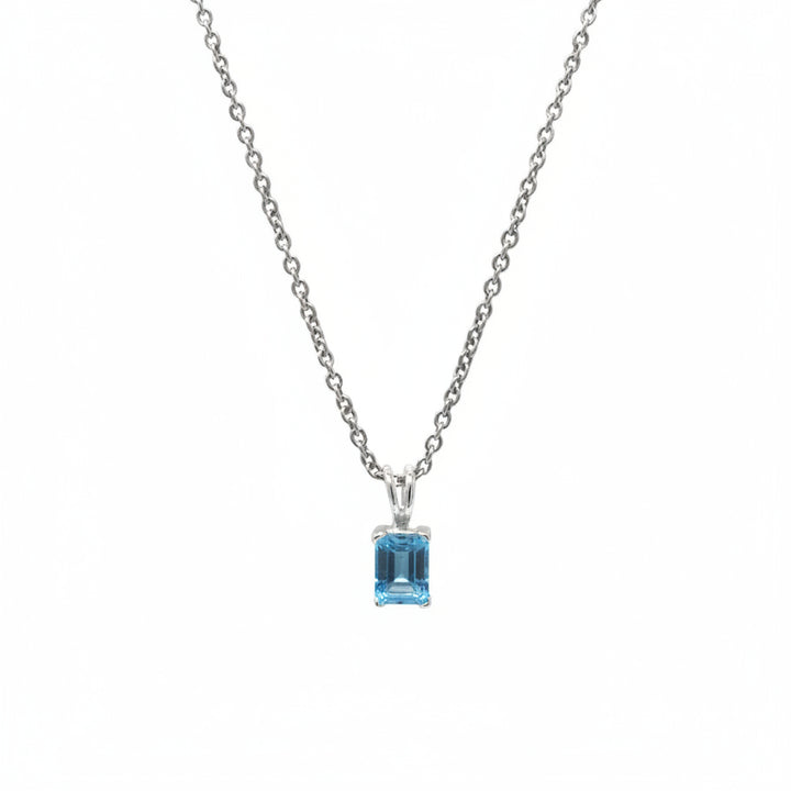 Emerald-Cut Gemstone Solitaire Pendant Necklace