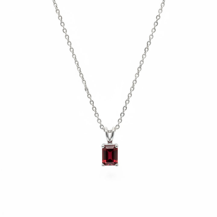 Emerald-Cut Gemstone Solitaire Pendant Necklace