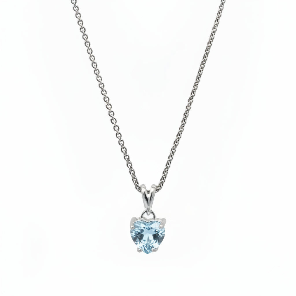 Heart-Cut Gemstone Solitaire Pendant Necklace