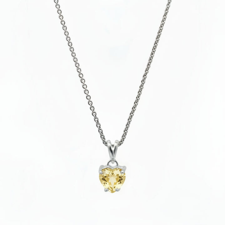 Heart-Cut Gemstone Solitaire Pendant Necklace