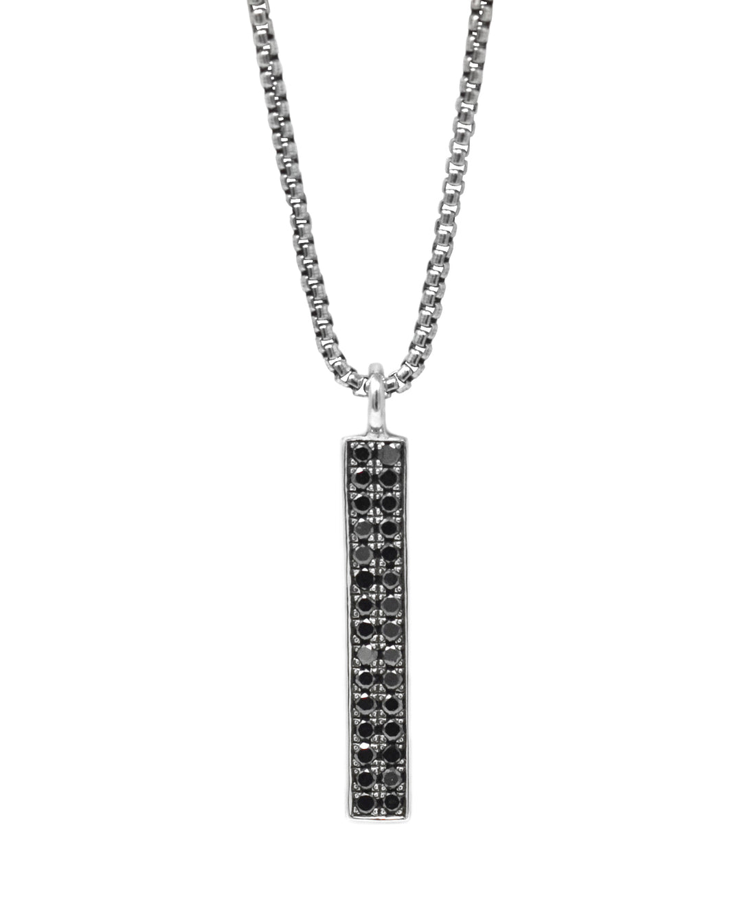 Black Diamond Double Row Bar Pendant Necklace
