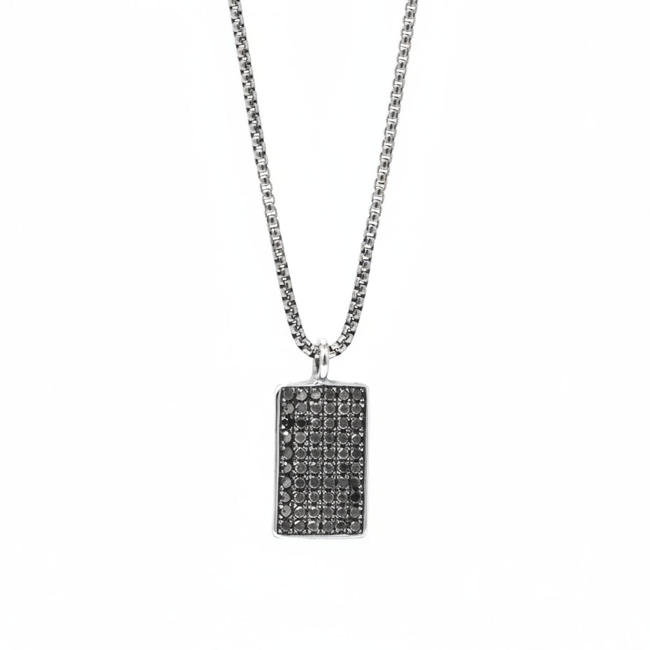 Black Diamond Tag Pendant Necklace