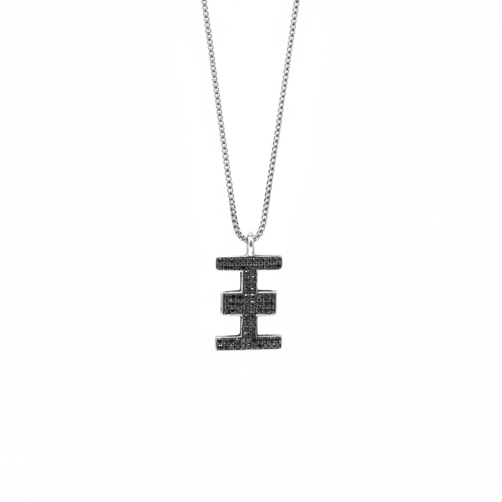Black Diamond Puzzle Link Pendant Necklace