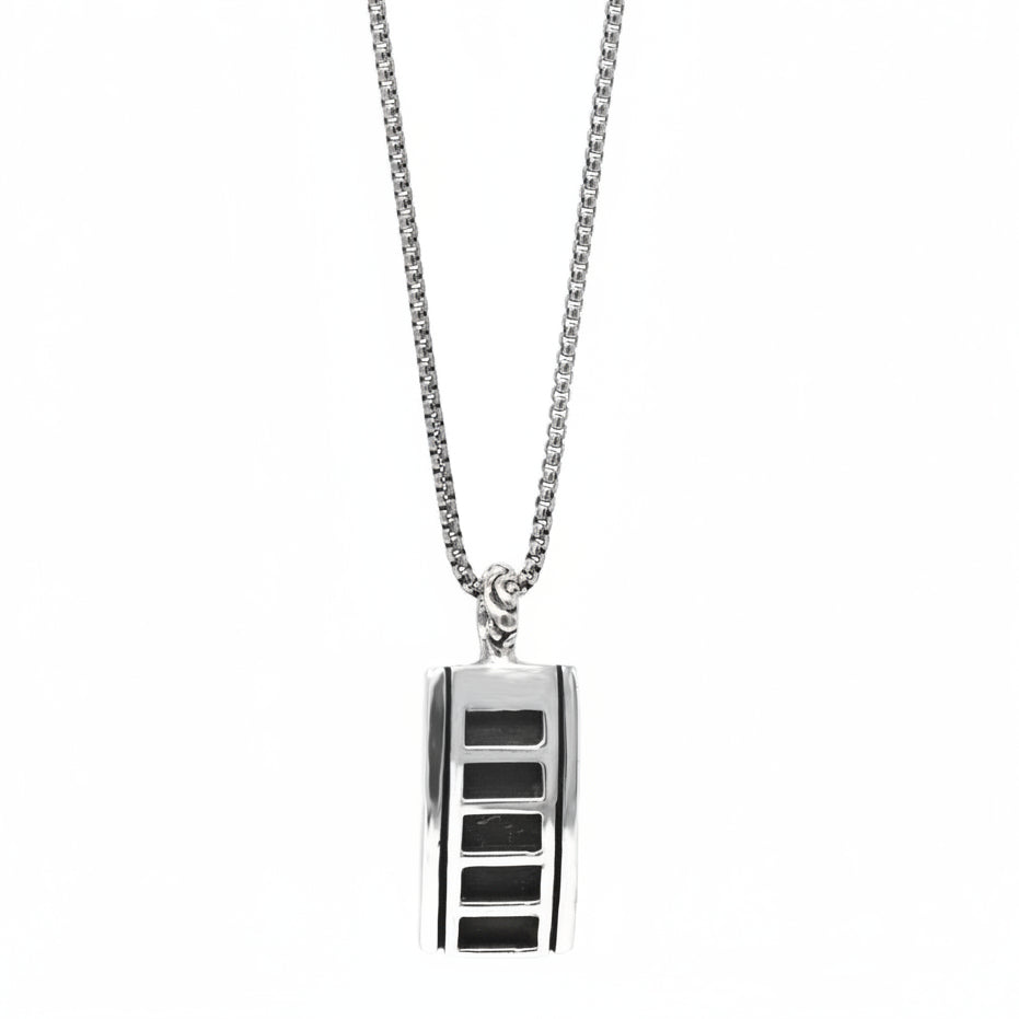 Oxidized Ladder Tag Pendant Necklace