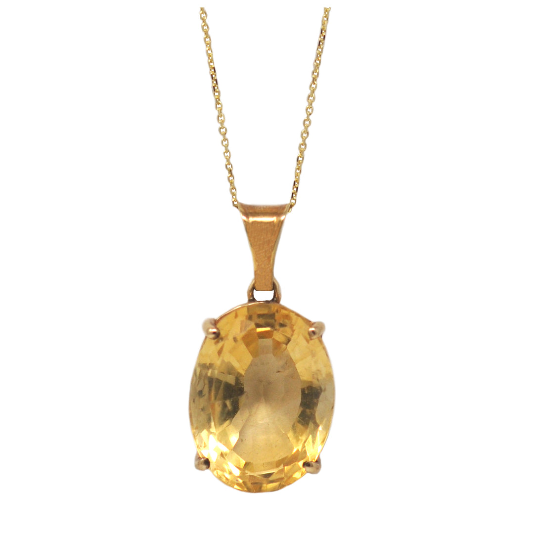 Classic Oval Citrine Pendant Necklace