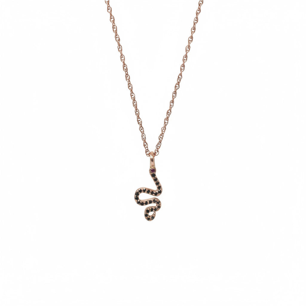 Mini Diamond Snake Pendant Necklace