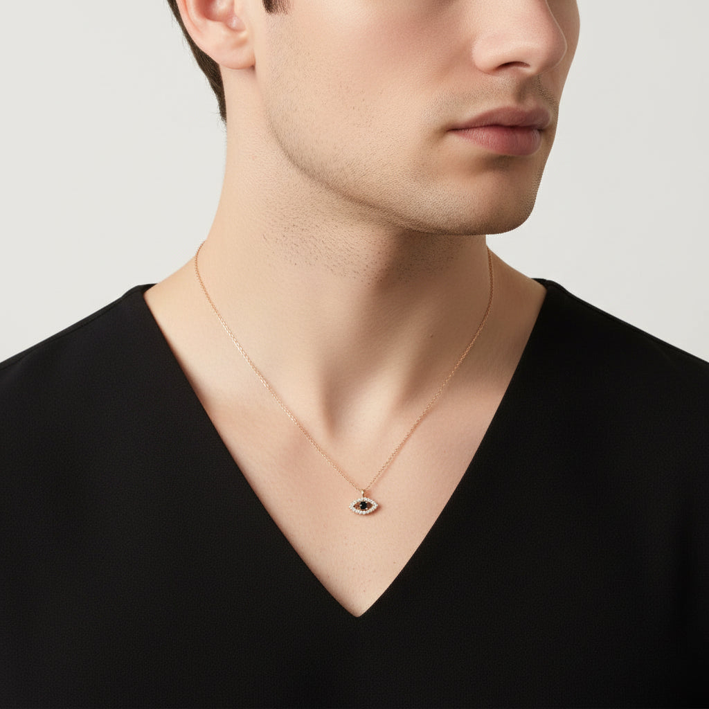 Mini Diamond Evil Eye Pendant Necklace