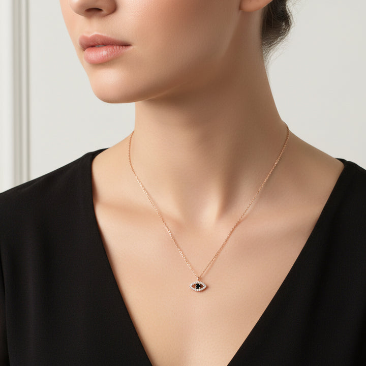 Mini Diamond Evil Eye Pendant Necklace