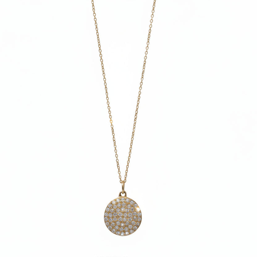 Small Diamond Disc Pendant Necklace
