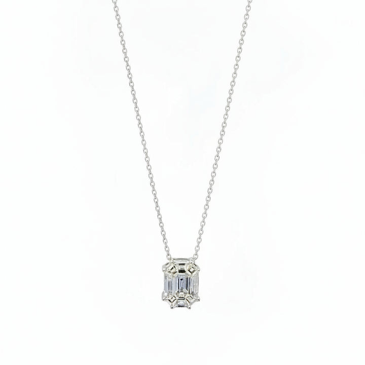 Diamond Emerald Cut Pendant Necklace