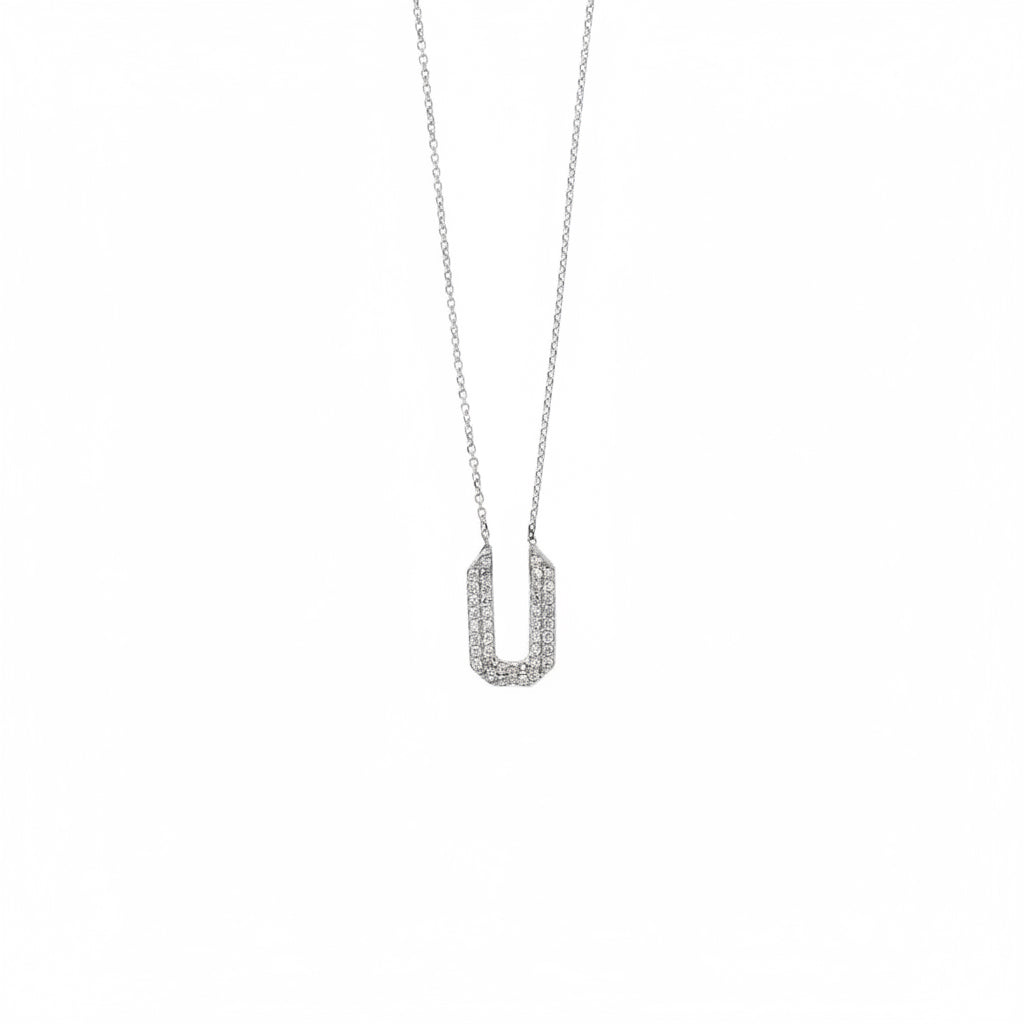 Mini Diamond U Shaped Pendant Necklace