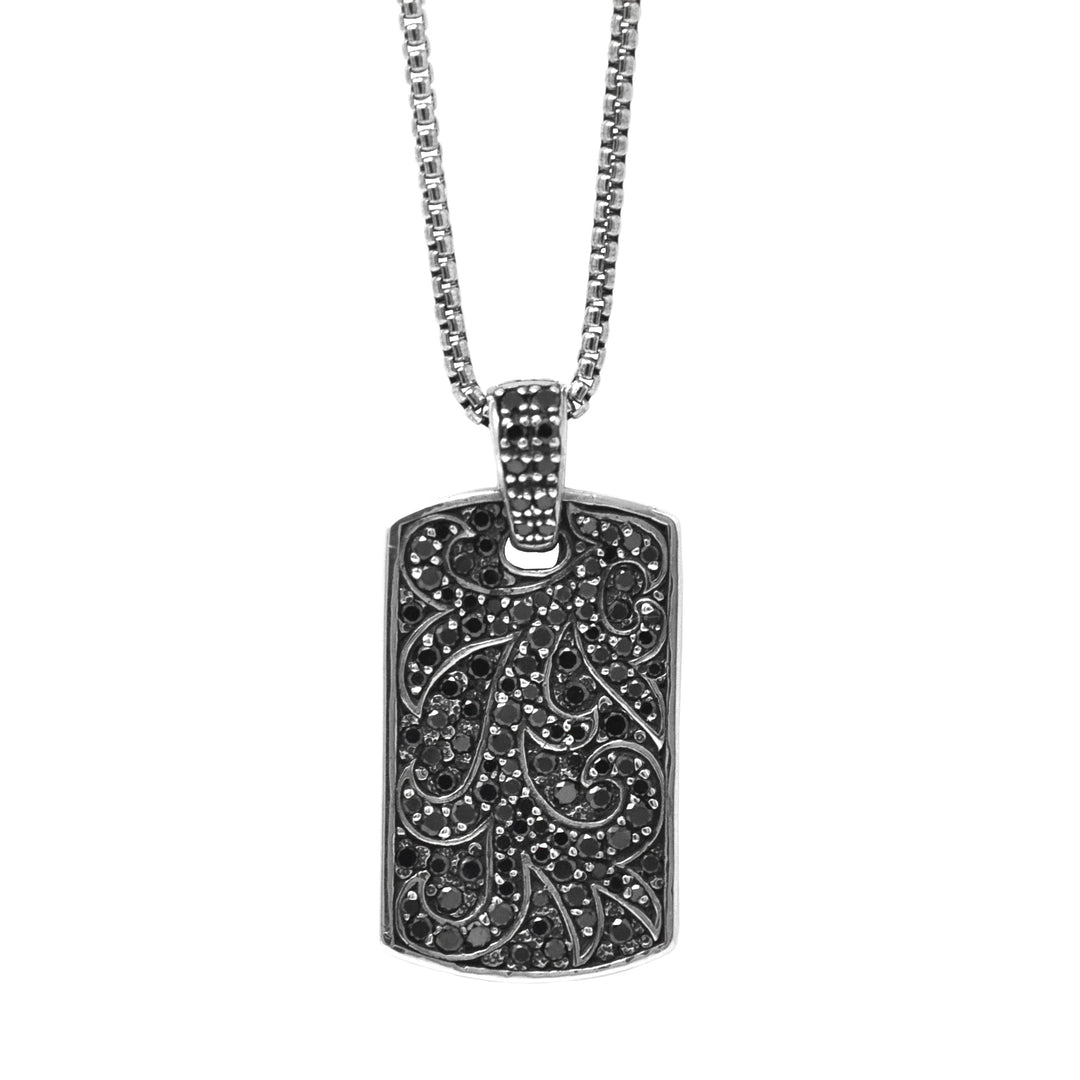 Black Diamond Tag Pendant Necklace
