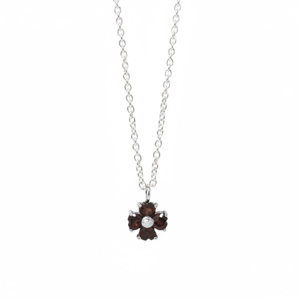 Flower Garnet Pendant Necklace