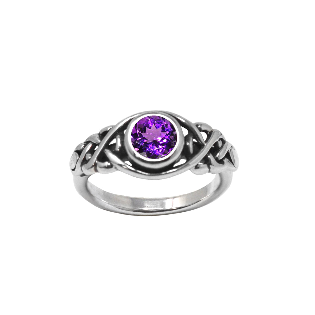 Amethyst Braided Sides Ring