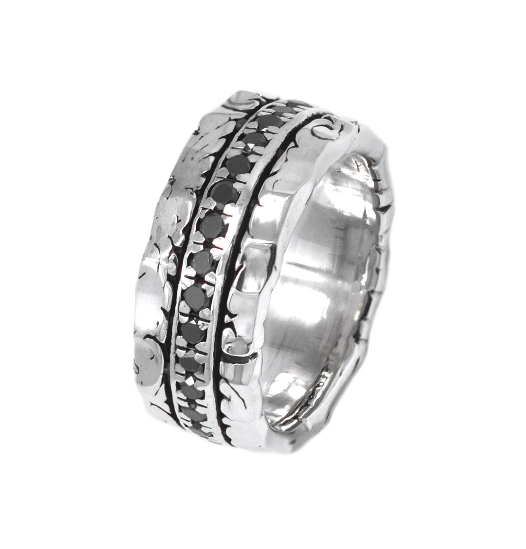 Black Diamond Single Row Contour Band Ring