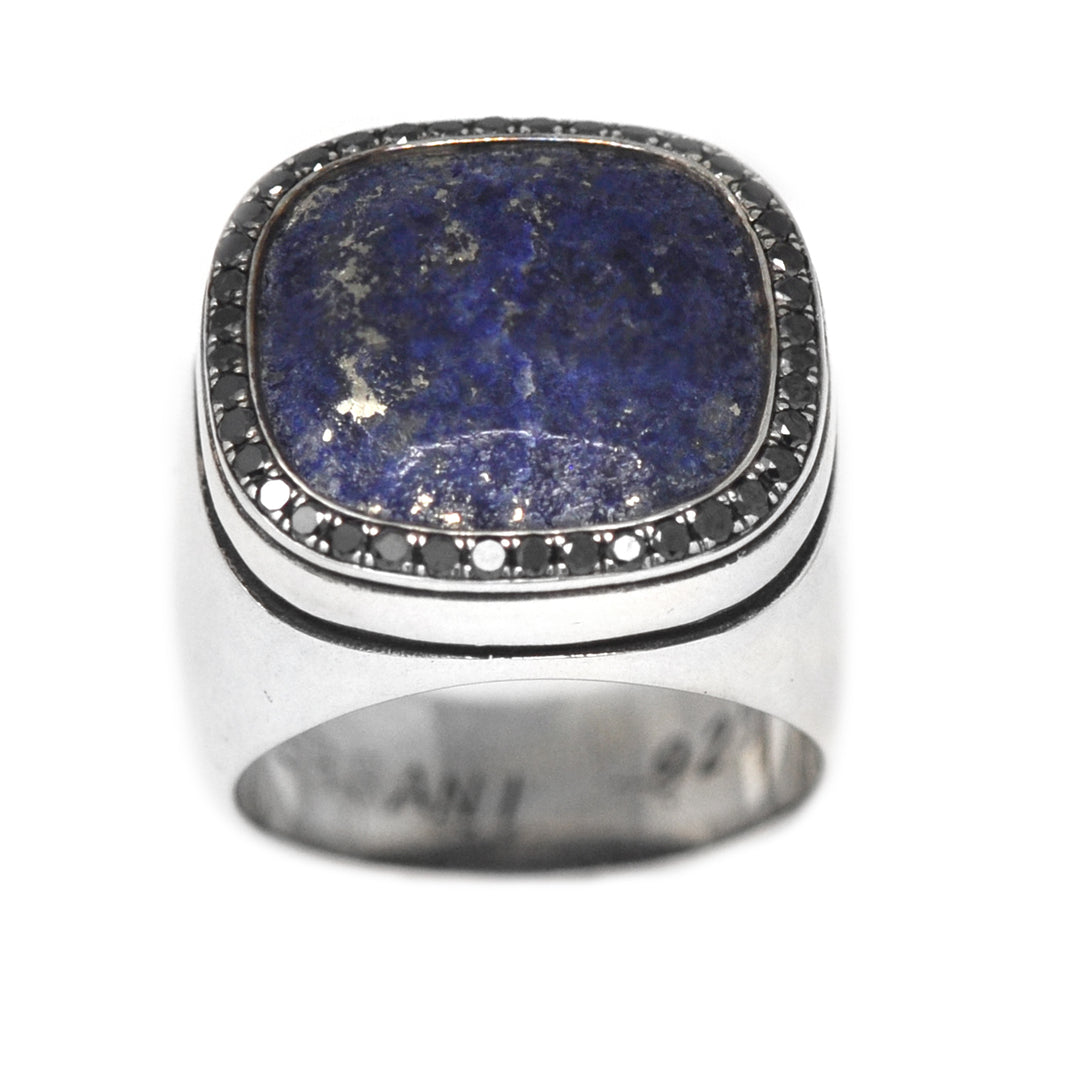 Square Gemstone Black Diamond Halo Ring