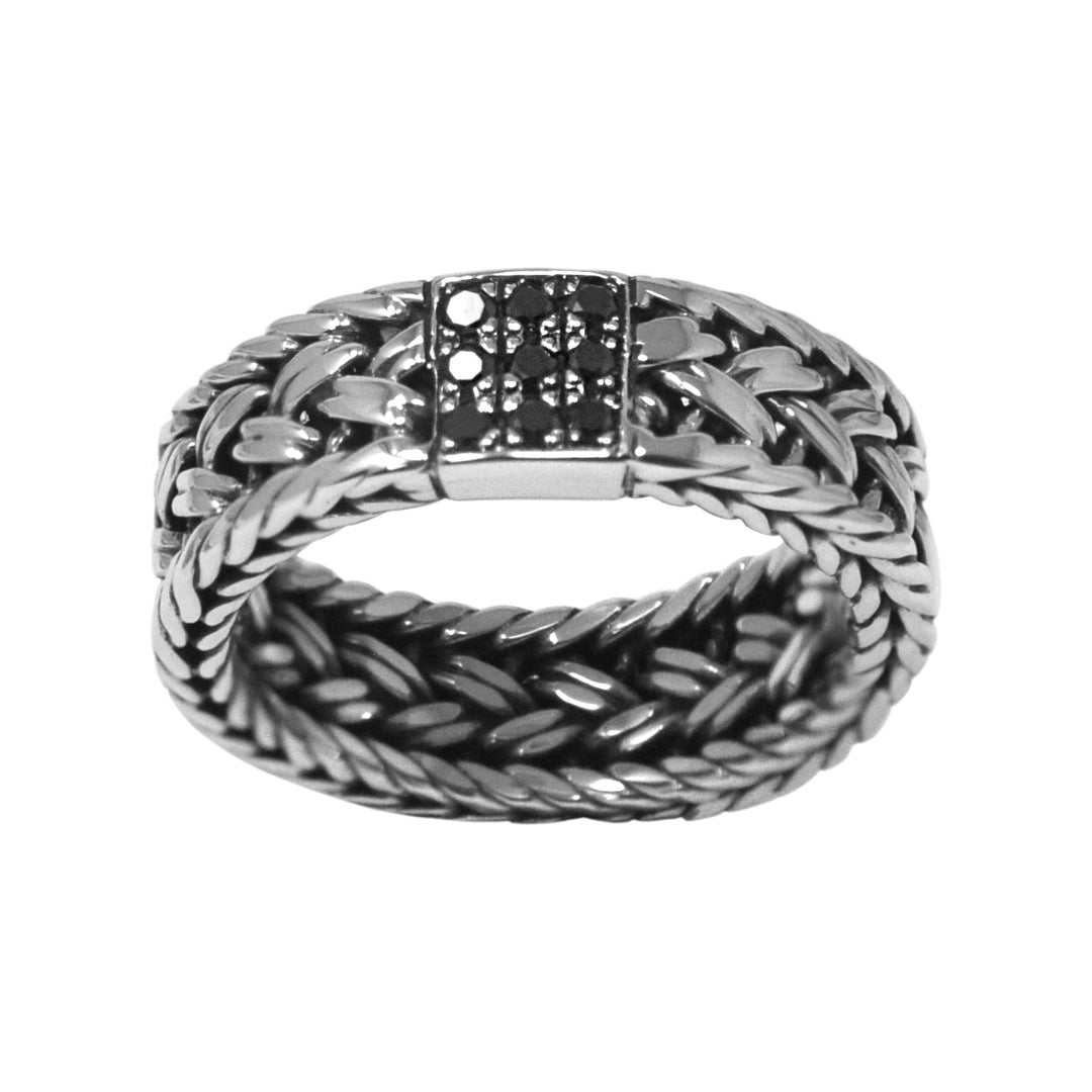 Black Diamond Square Braided Ring