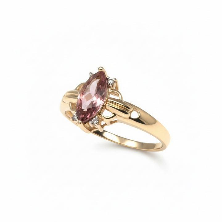 White Diamond Tourmaline Ring