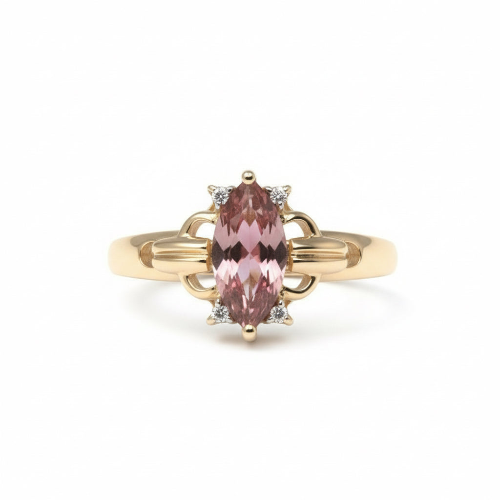 White Diamond Tourmaline Ring
