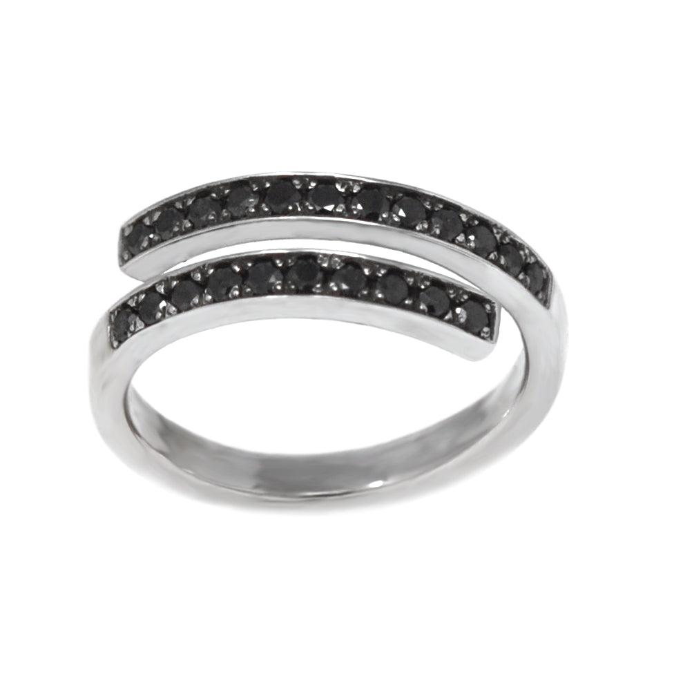 Black Diamond Thin Open Ring
