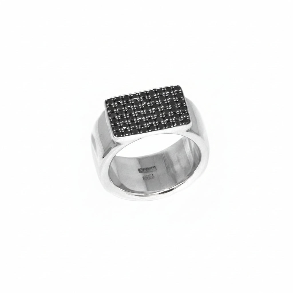 Black Diamond Rectangle Top Band Ring