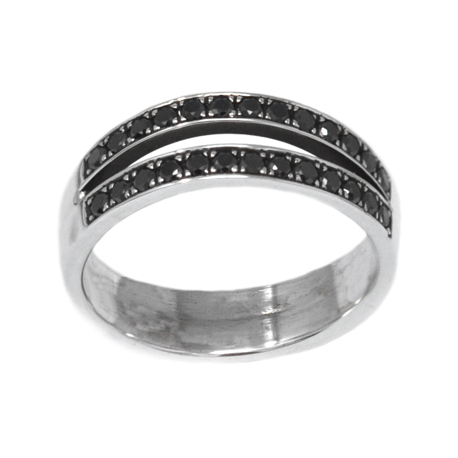 Black Diamond Open Double Bars Ring