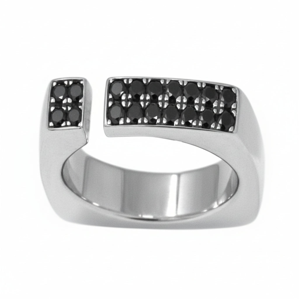 Black Diamond Square Open Ring