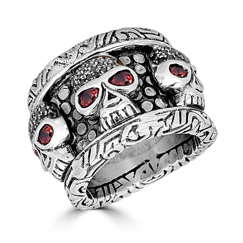 Black Diamond Skull Heads On Wide KeyDesign Band