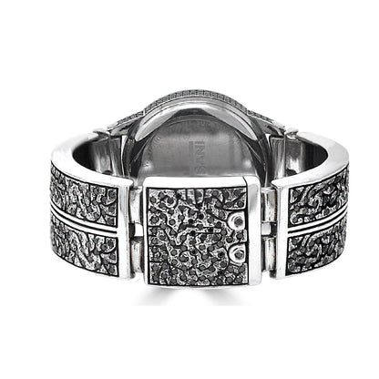 Round Chronograph Watch On Black Diamond KeyDesign Bracelet