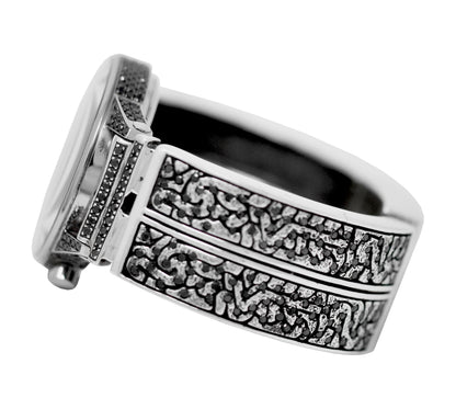 Round Chronograph Watch On Black Diamond KeyDesign Bracelet