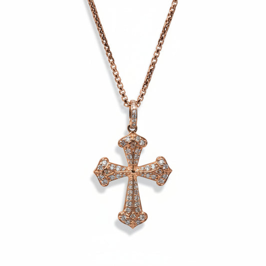 Unisex 14k gold celestial cross necklace with hand-set white diamonds - Best celestial jewelry by Versani SoHo