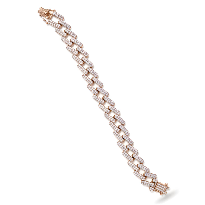 White Diamond Curb Chain Bracelet In Rose Gold
