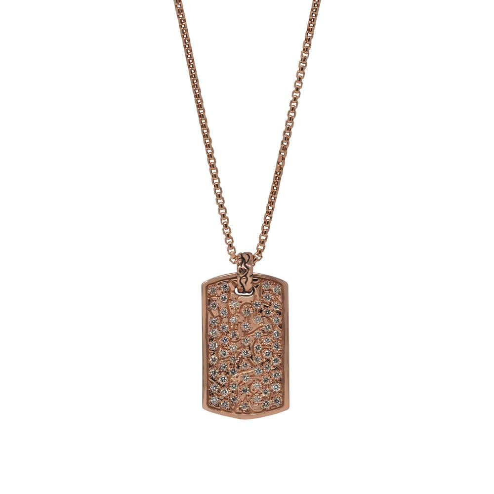 Men's 14k rose gold tag necklace with hand-set white diamonds - Best men's jewelry by Versani SoHo