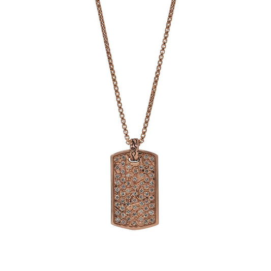 Men's 14k rose gold tag necklace with hand-set white diamonds - Best men's jewelry by Versani SoHo