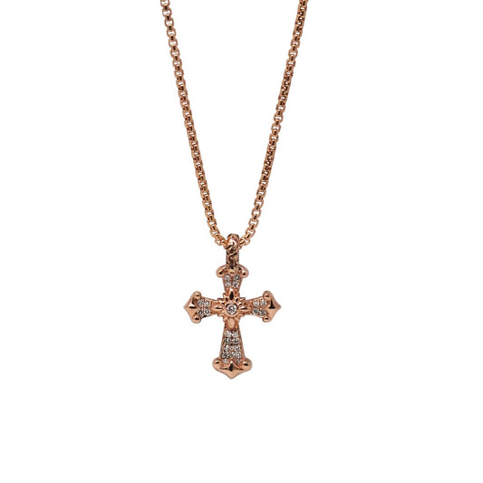Unisex 14k gold sun cross necklace with brilliant white diamonds - Best celestial jewelry by Versani SoHo