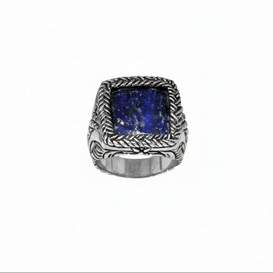 Wide Gemstone Square Ring