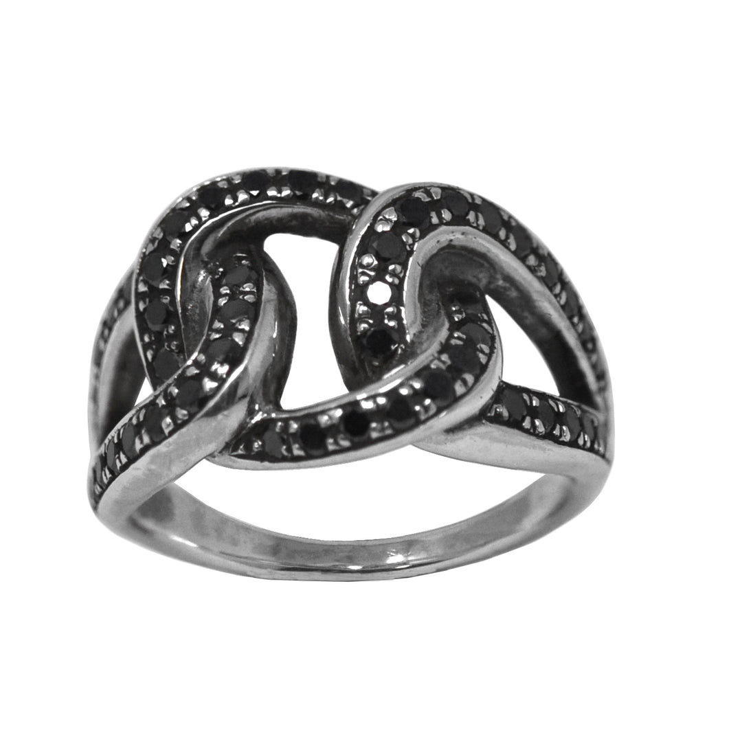 Black Diamond Half Cuban Link Ring