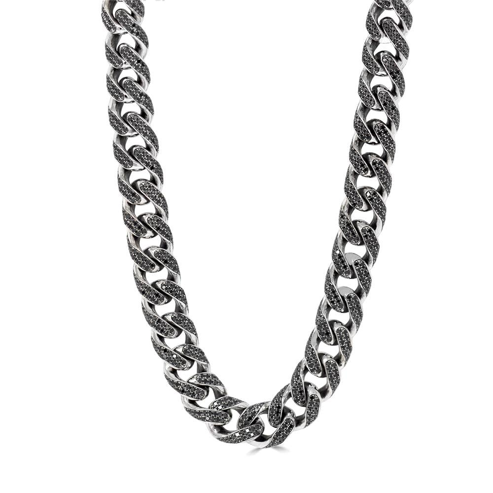 Large Black Diamond Cuban Link Necklace