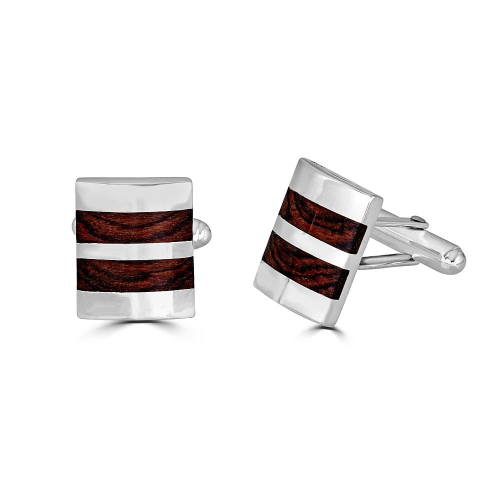 Striped Wood Cufflinks