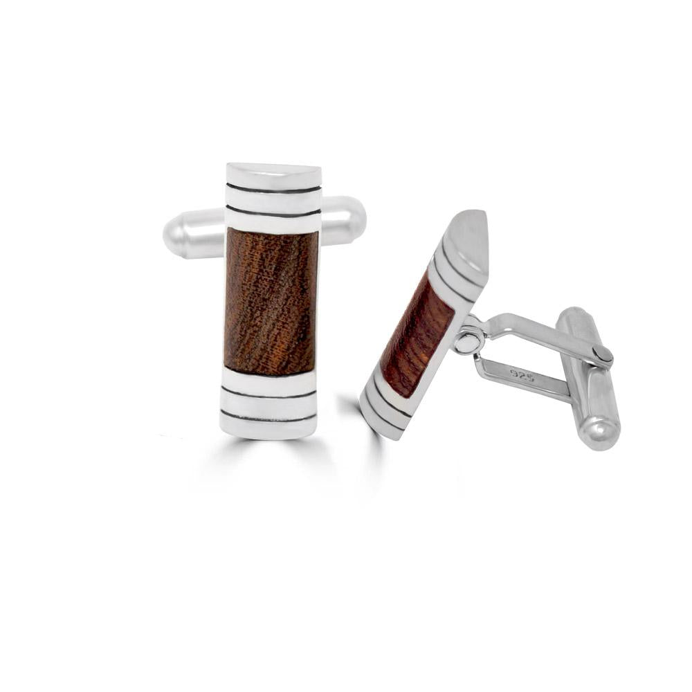 Rectangular Wood Inlay Cufflinks