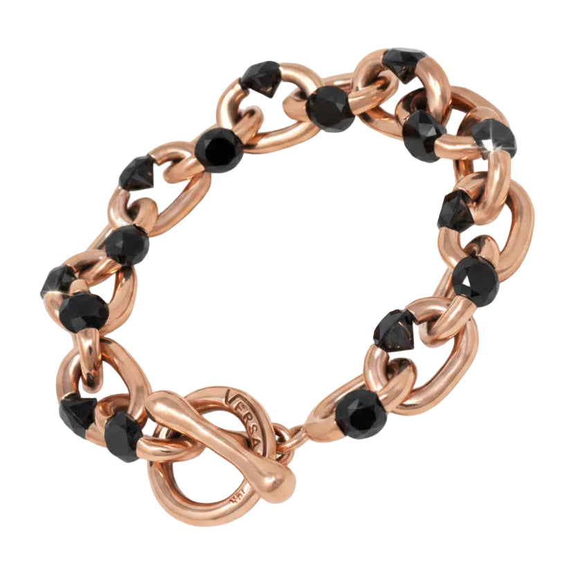 Large Black Diamond Rose Gold Tension Link Bracelet