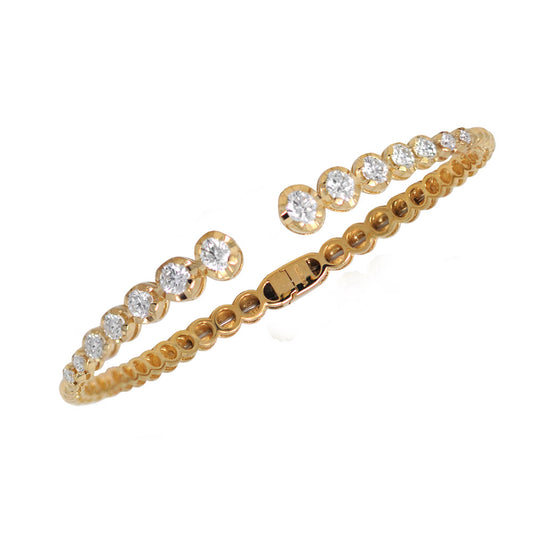 White Diamond Bezel Setting Open Cuff