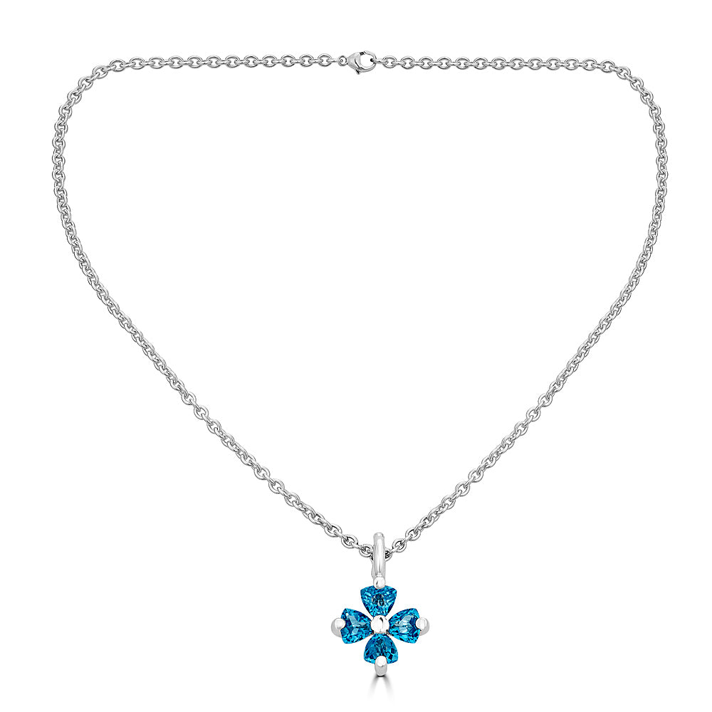 Large Gemstone Flower Pendant Necklace