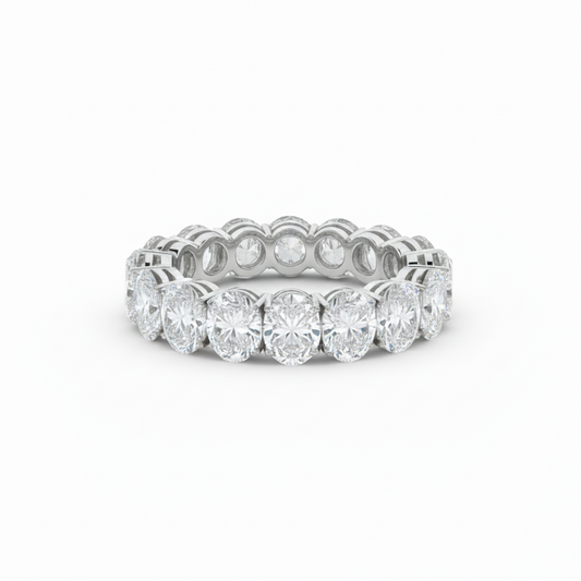 2.25ct oval white diamond eternity band in white gold
